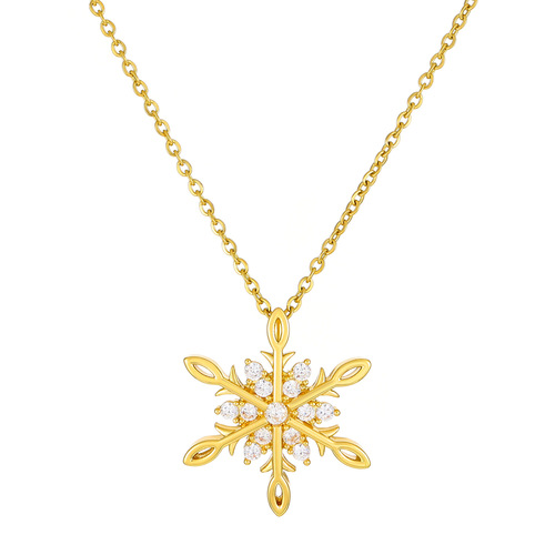 Women's Cross-Border Elegance Diamond-Encrusted Necklace, Light Luxury Electroplated Snowflake Winter Pendant Alloy Clasp Chain Accessory Wholesale