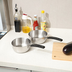 Stainless Steel Snow Peak Pot Japanese Wooden Handle Non-coated Small Milk Pot Induction Cooker Pot Thickened Baby Food Pot Instant Noodle Pot 