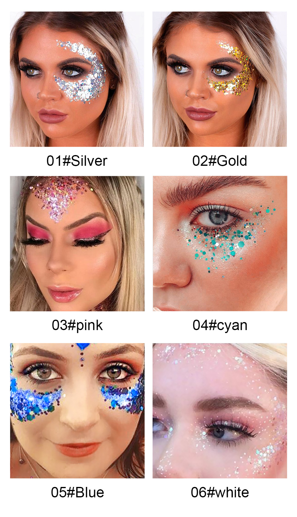 QIBEST Single-color Sparkling Eyeshadow Sequin Cream for Dazzling brightening of the Face and Body, Sequin Gel Stage Makeup undefined