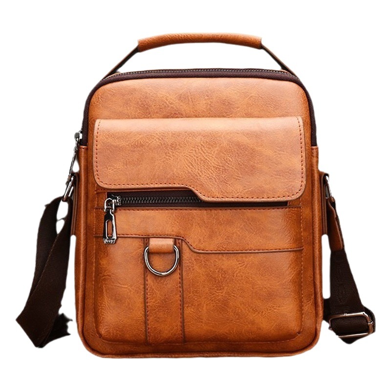 Mochila informal para viajes de negocios, bolso de hombro tipo bandolera, bolso vertical para hombre, bolso de cuero de gran capacidad, transpirable y resistente al desgaste