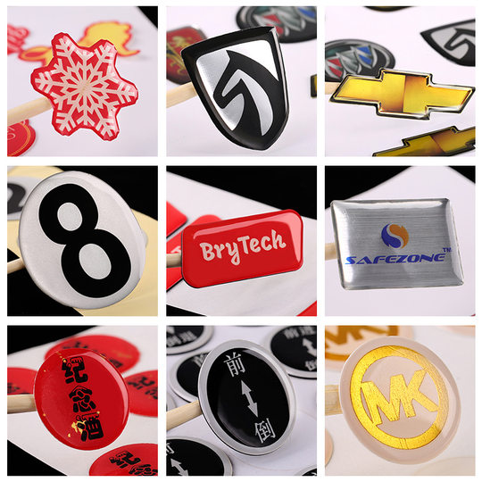 Cross-border Crystal Drop Plastic Sign Adhesive Sticker Drop Adhesive Amazon Refrigerator Sticker Plastic Label Logo Car Logo Customization