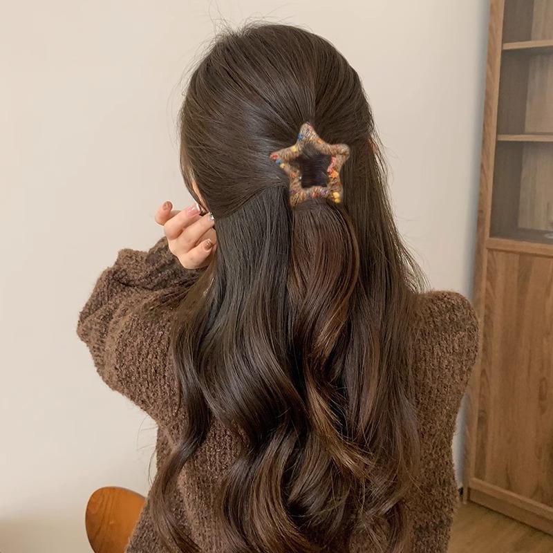 Pinzas para el pelo con estrellas de puntos de colores tejidas 2025 nuevo modelo de alta gama pinza para flequillo y laterales accesorio para el cabello