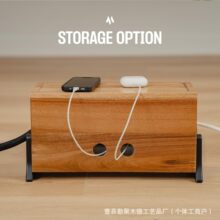 桌面实木电线数据线收纳盒路由器插排插座电源线整理盒木质集线盒