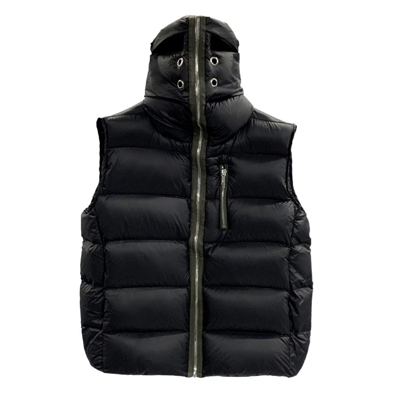 Subhuman hombres Polo tiburón diseño ojal perforado cremallera sin mangas con capucha caliente abajo chaqueta chaleco chaqueta