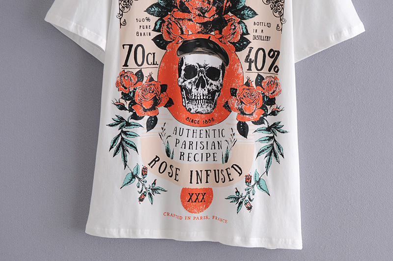 round short-sleeved skull print T-shirt NSAM32363