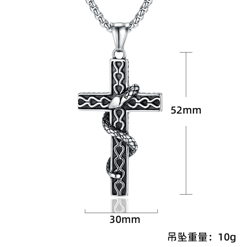Collier pour homme avec pendentif croix totem en acier inoxydable et titane_voghion.com
