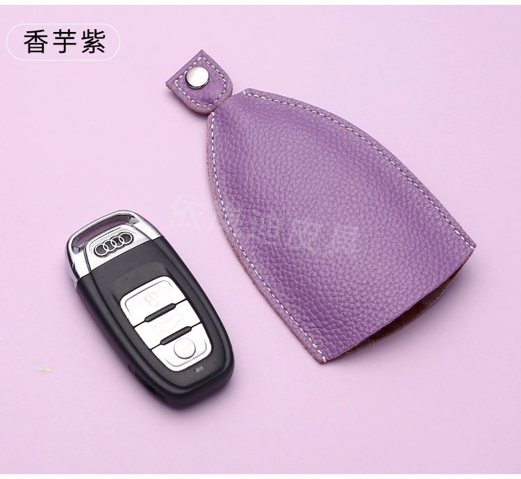 Suitable for genuine leather key cases, universal for car keys, unisex, pull-out style, cowhide key storage bag, large capacity, compact