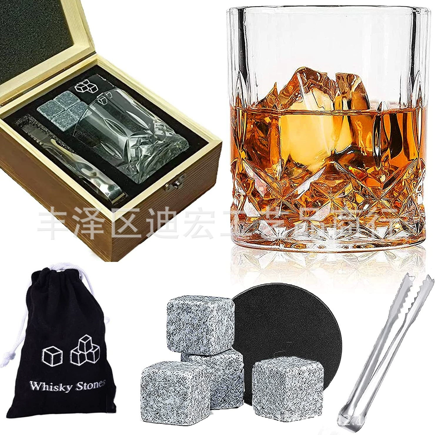 Виски бокал из камня деревянная коробка набор whisky stones стакан один бокал набор виски камень
