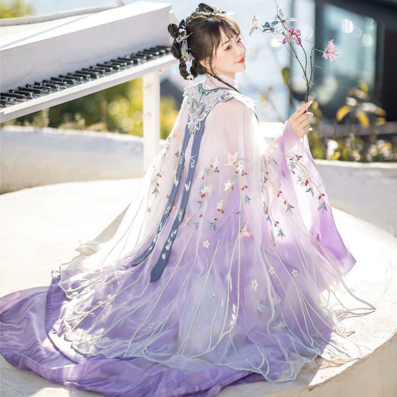 Взрослый оригинал Hanfu Ming Yun плечи талия плиссированная юбка тонкий плащ вышитый плащ новый