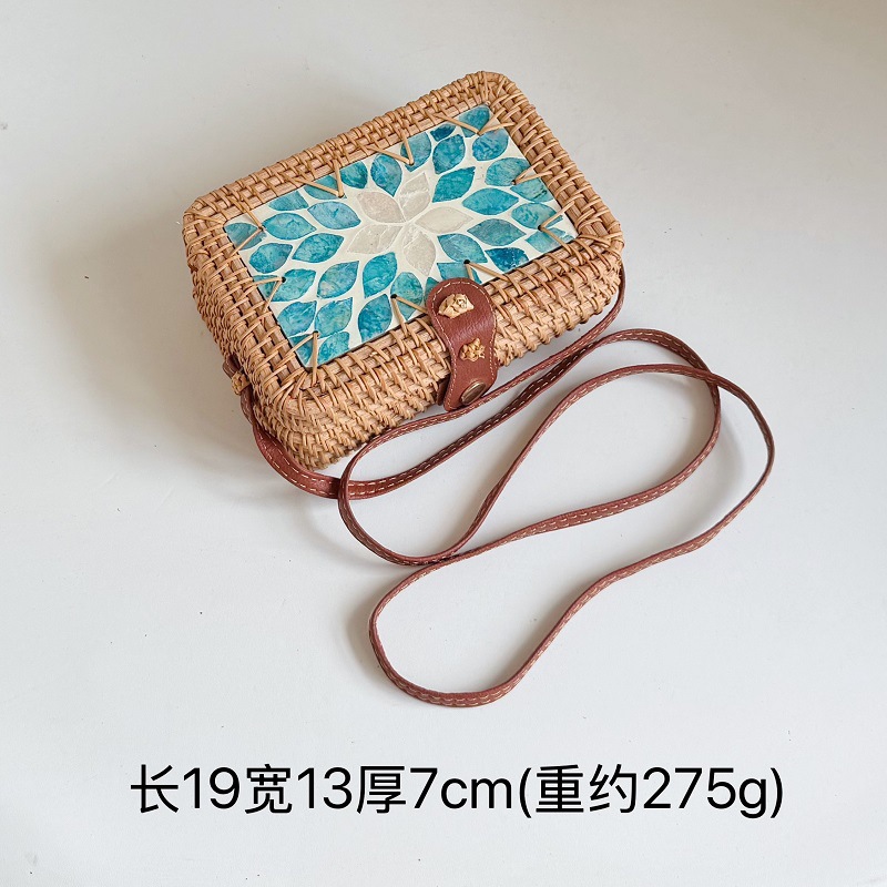 (Blue and white leaves) small square bag-19*13*7CM