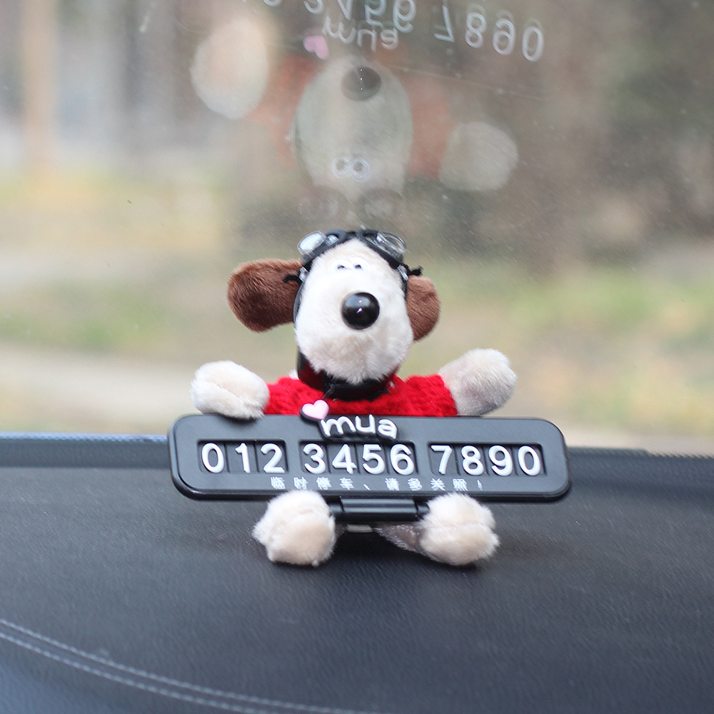 Número de estacionamiento temporal del automóvil placa luminosa del teléfono del automóvil del automóvil del automóvil del automóvil del automóvil del perro de peluche lindo adorno del automóvil femenino