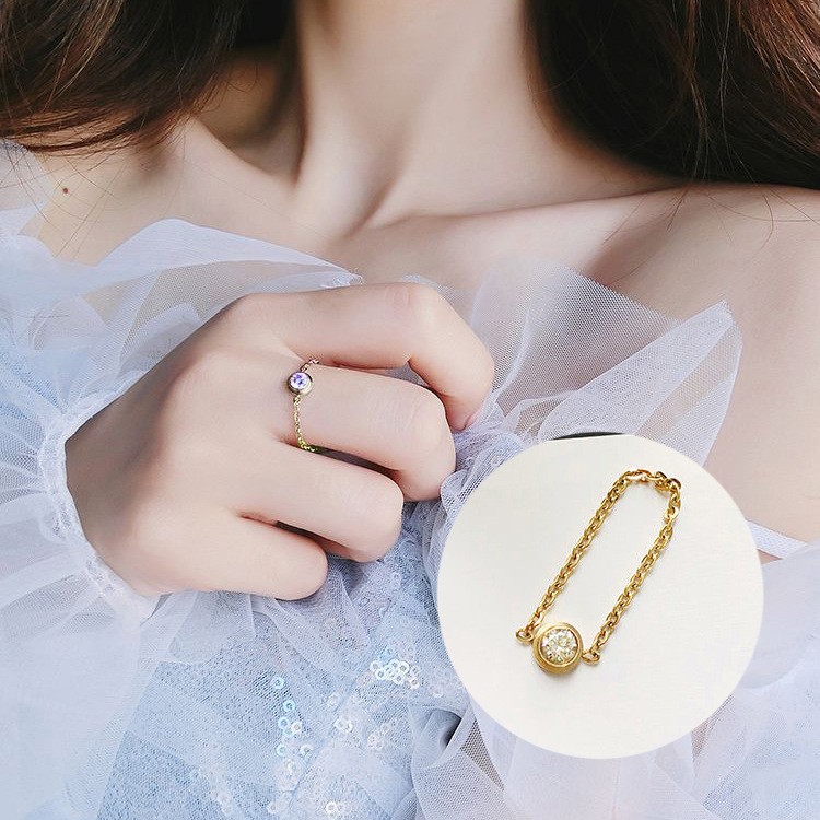 Collar de burbujas de platillo volador pequeño de un solo diamante, cadena de clavícula de sentido avanzado para mujer, acero de titanio, oro de 18k, joyería que no se desvanece