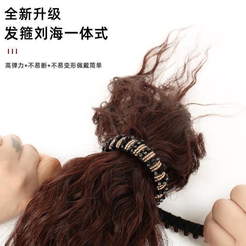 Peluca femenina flequillo pieza banda para el cabello cubierta superior de una pieza cabello blanco volumen aumento cabello real trenza frente flequillo peluca pieza