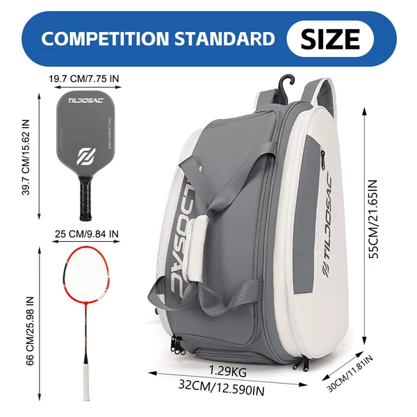 Professional Pickleball Bag, Badminton Bag, Tennis Bag, Independent Shoe Compartment, Large Capacity, Multi-Functional Outdoor Sports Bag