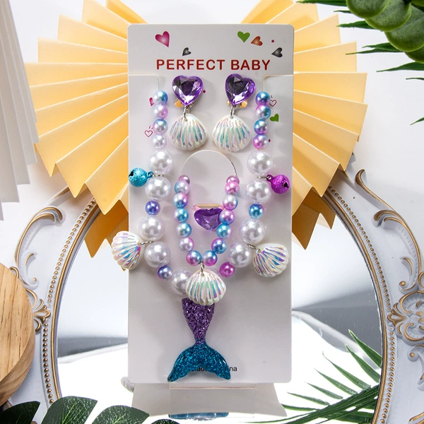 Purple necklace, chain, set