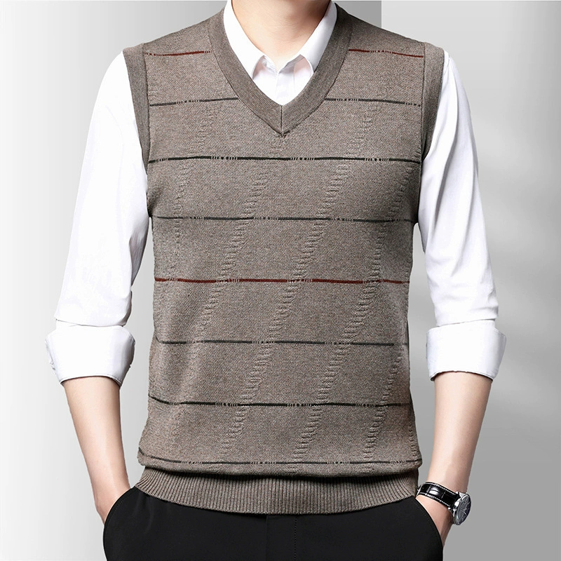 Knitted sweater, spring vest sleevless, universal set for leisure, slim fit, V-neckline