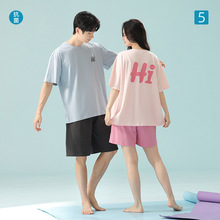 【抗菌新疆棉】春夏季拉架棉情侣睡衣女士纯棉薄款男士家居服套装