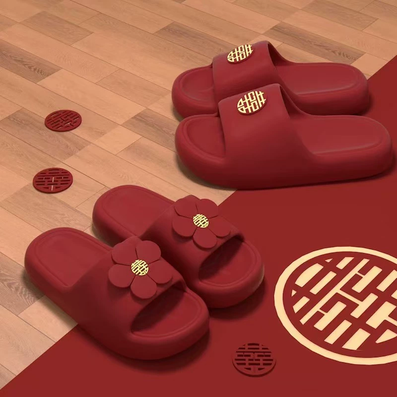 Свадебные тапочки приданое свадьба праздничная красная невеста пара зимний дом свадебные свадебные тапочки оптом