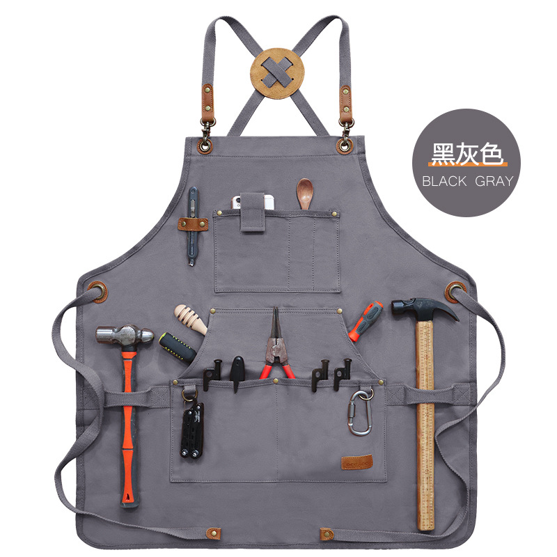 Amazon transfronterizo delantal de lona de pegamento logo personalizado de bolsillo al aire libre delantal de trabajo de carpintería fábrica al por mayor