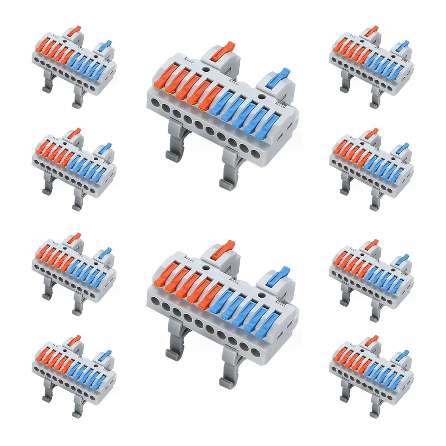 Teansic 10 件推入式导体线连接器 DIN 导轨接线端子,28-12AWG DI