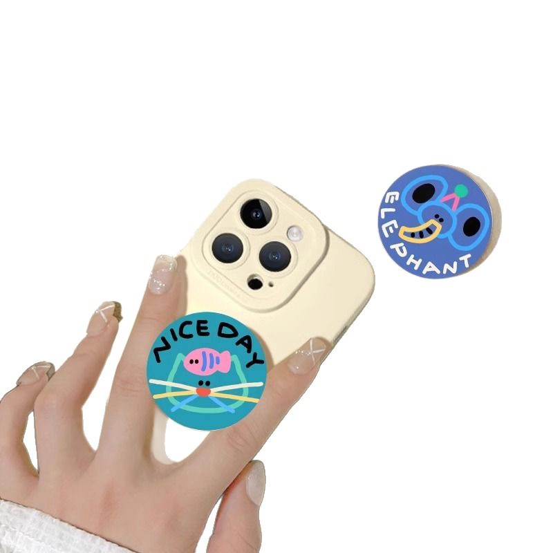 Elefante de dibujos animados circular creativo para el soporte de airbag de teléfono móvil pegado rotativo 360 retráctil perezoso persiguiendo el drama de escritorio