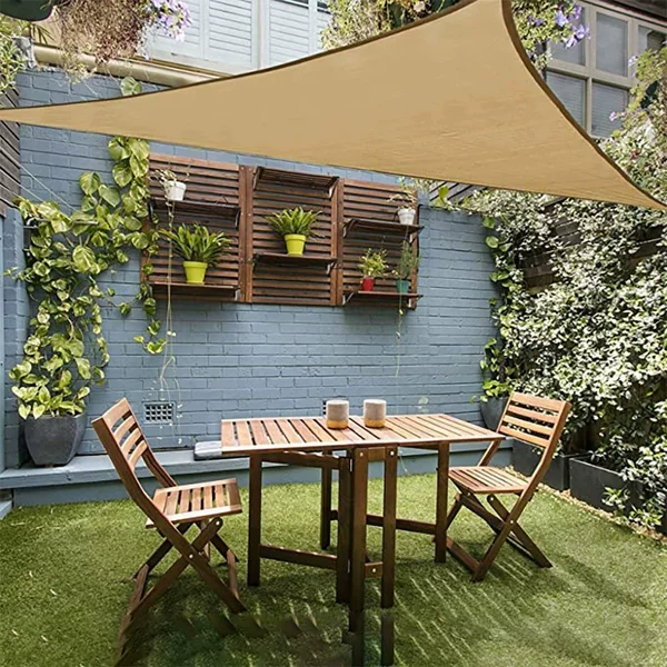 Cross-Border Sunshade Sail with Triangular and Rectangular Perforations and Edge Binding, Sun Protection for Gardens, Terraces, and Swimming Pools, Sunshade Fabric Manufacturer Supply