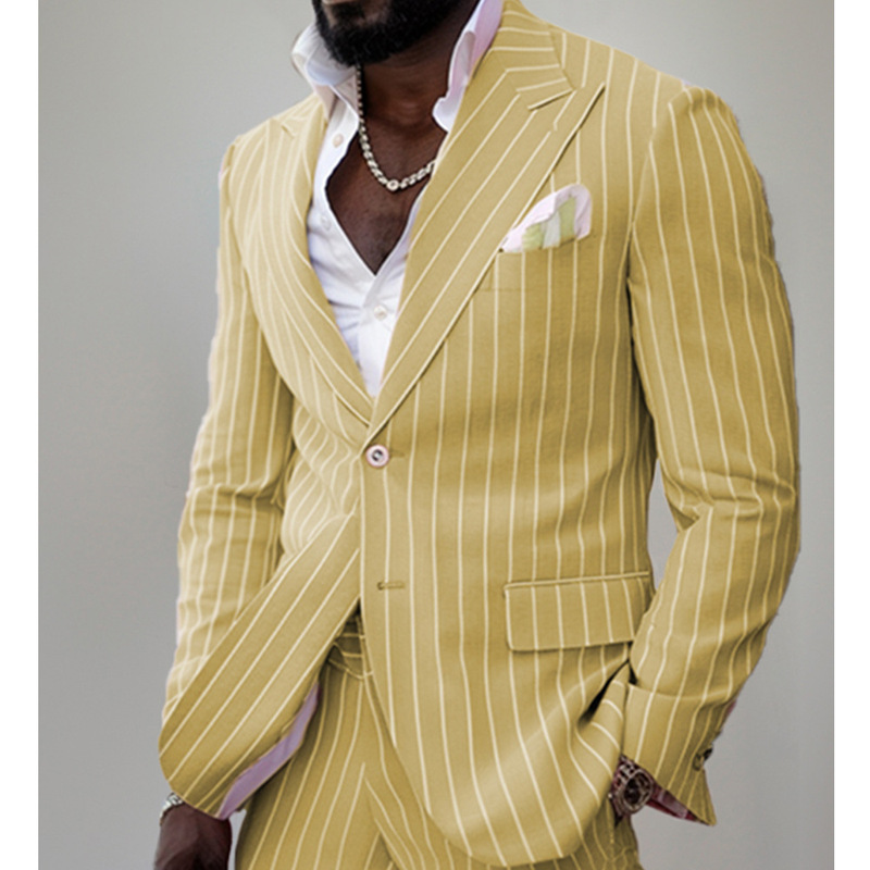 Cross-Border Export Customized Single-Breasted Plaid Suit Jacket Men's Casual Slim Suit Top Men's Jacket