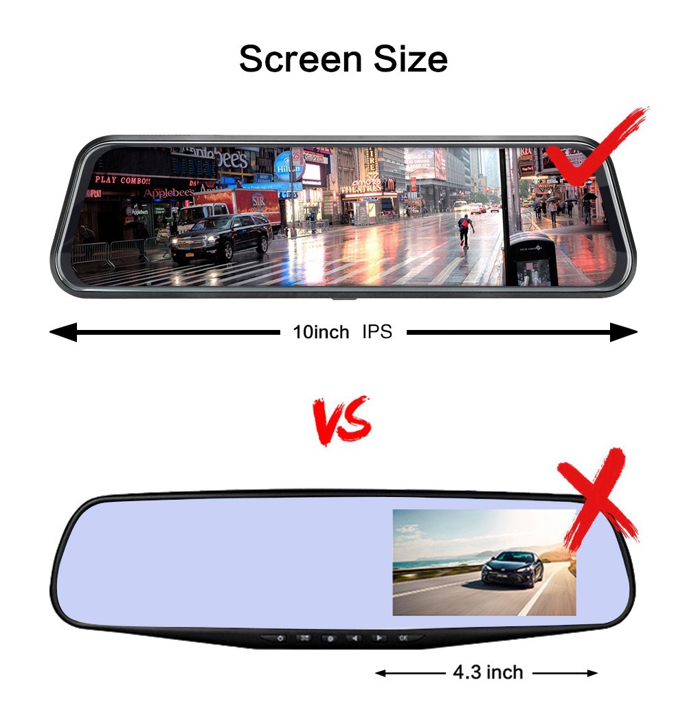 10inch Streaming Media Rearview Mirror Dash Cam High-Definition Night Vision Front and Rear Dual-Record Car Video Recording Device In Stock