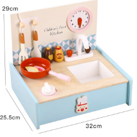 Los niños de madera simulación Mini cocina juguete estufa gas madera juego casa corte música traje al por mayor