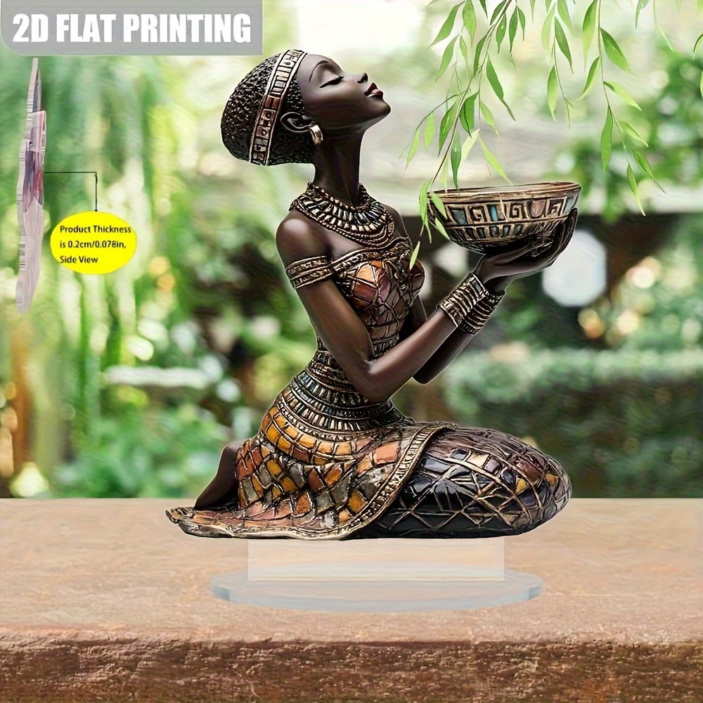 Decoración 2D plano 15cm acrílico negro estatua de mujer exótica decoración adornos de escritorio para el hogar image 3