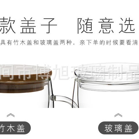 Taza de cristal resistente al calor de la doble-capa con la taza de café transparente de la manija taza fría creativa de la bebida de la leche con ventas directas de la fábrica de la taza de la tapa