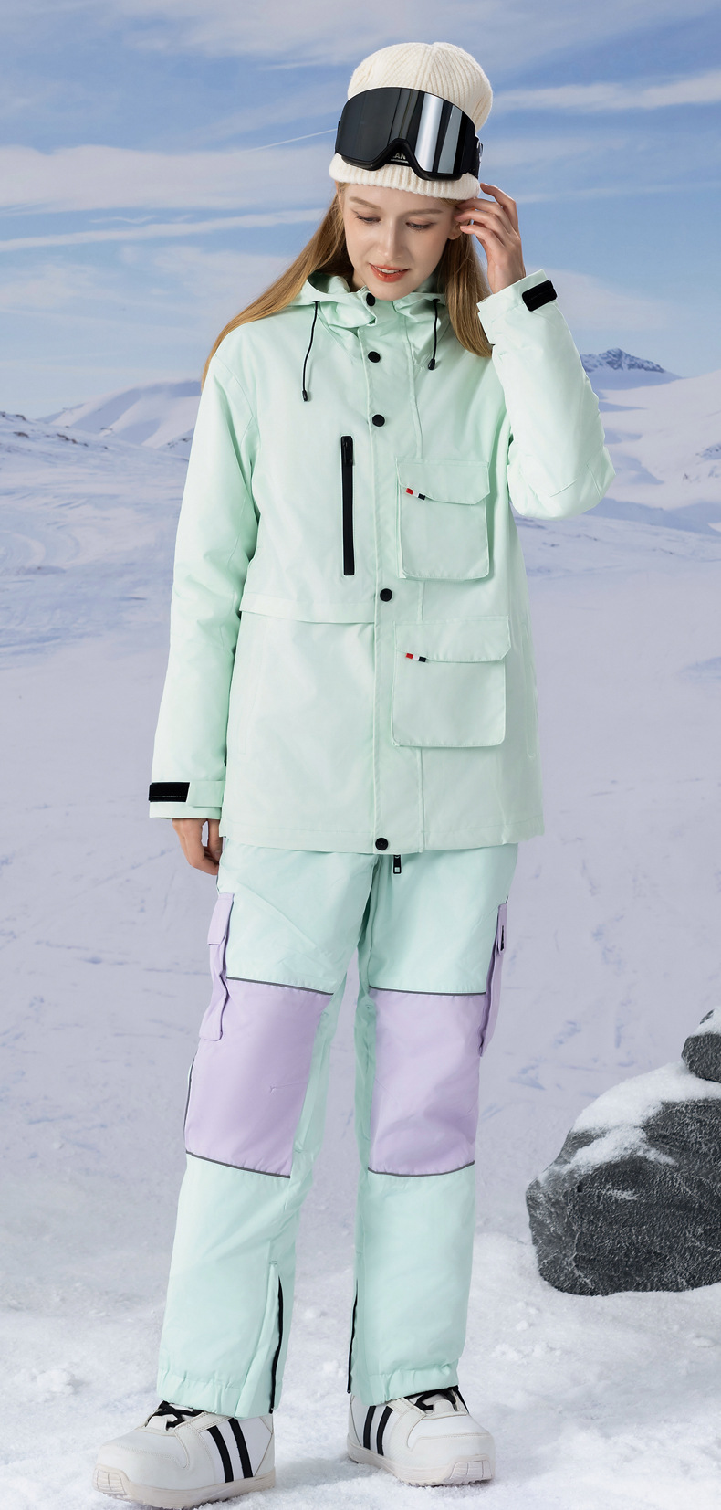 Nieuwe stijl werkkleding skipak set winddicht waterdicht warm ademend skibroek mannen en vrouwen dezelfde stijl_voghion.com