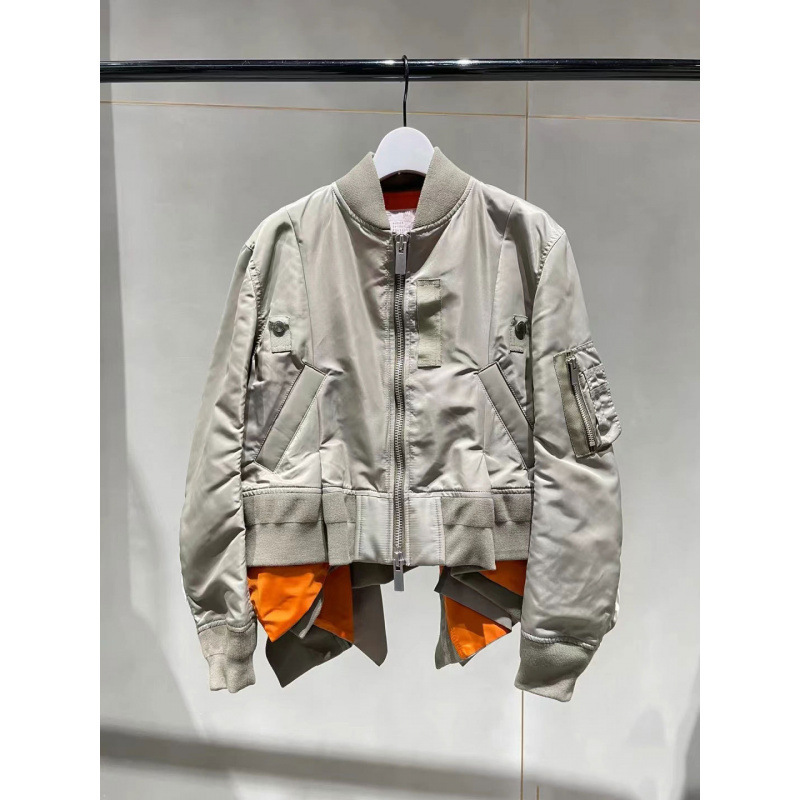 Fog Sacai 2024 Chen Huilin's Same Style Patchwork Pleated Irregular Ruffle Jacket Silhouette Casual Coat