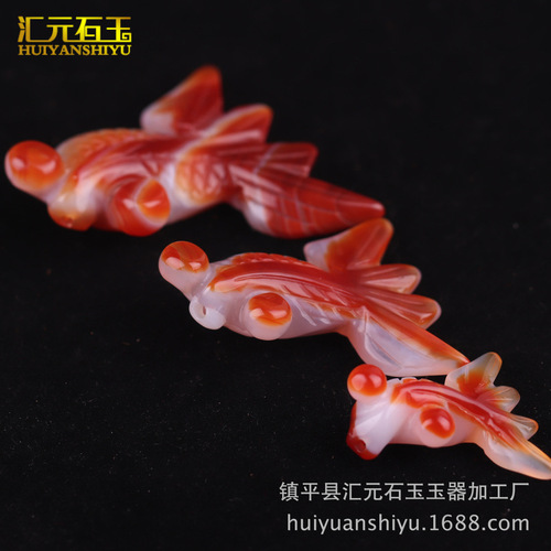 Multicolor Agate Red Goldfish Handmade Pendant Ice-Clear Carnelian Yearly Surplus Pendant Jade Jewelry Hanging Decor