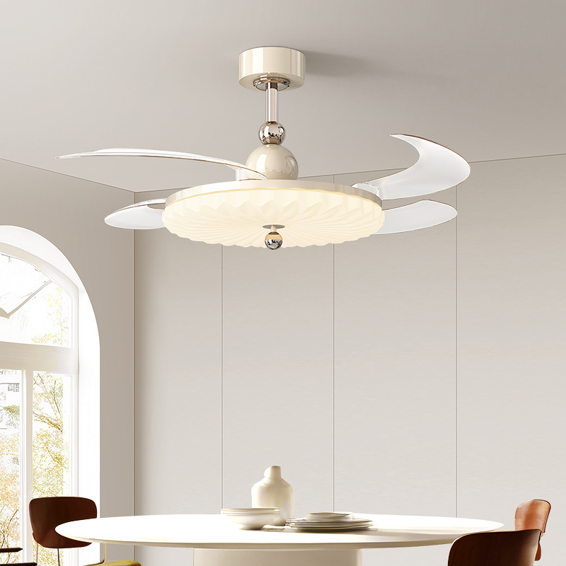 Ventilador invisible 2026 crema viento minimalista comedor lámpara de dormitorio color nuez sala de estar ventilador de techo lámpara de techo 710L