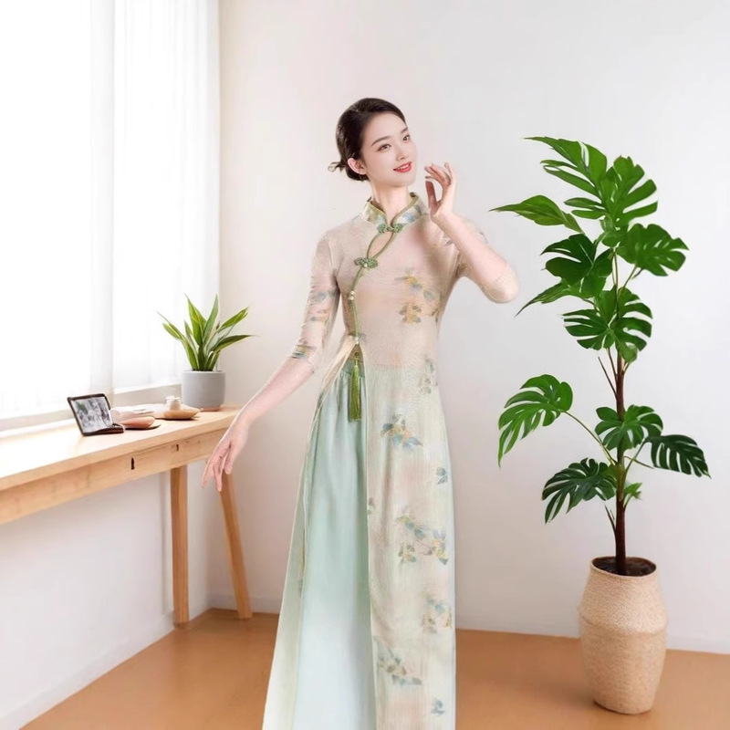 Cheongsam Dance Clothing Women's Stretch Chinese Dance Classical Dance Practice Clothing Adult Dance Performance Clothing Aodai Dress Cheongsam Dance Clothing Women's Stretch Chinese Dance Classical Dance Practice Clothing Adult Dance Performance Clothing Aodai Dress