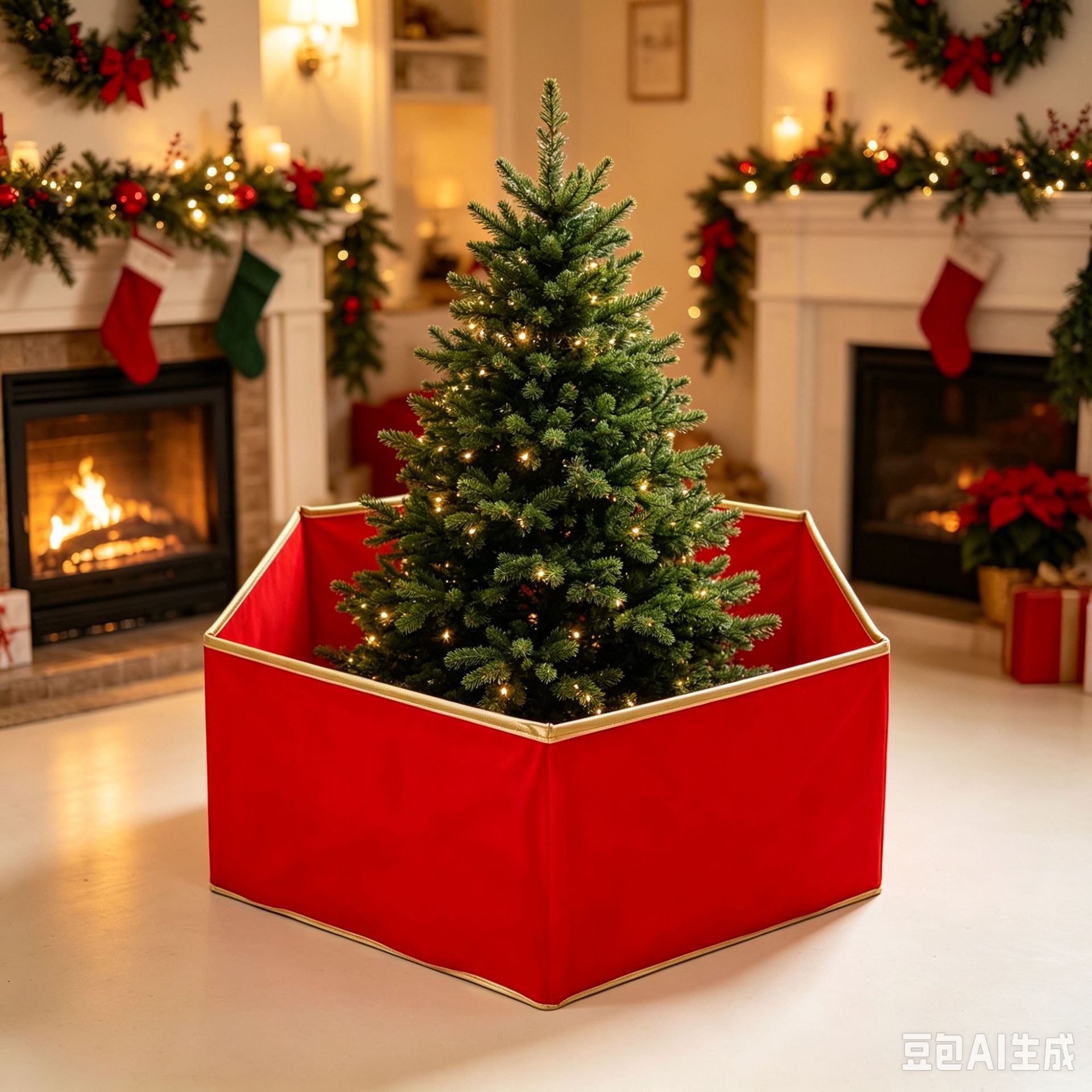 Decoraciones navideñas transfronterizas con estampado vertical y terciopelo de ringgit tejiendo faldas de árboles de Navidad decoraciones festivas alrededor de árboles de regalo image 18