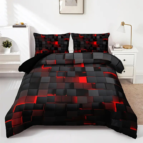 Abstract Grid Series Digital Print Bedding Set Soft Down Comforter Cover for Bedroom Guest Room