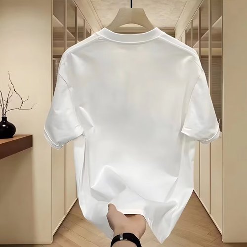 Heavyweight pure cotton short-sleeved T-shirt casual fashion men's and women's summer Insta white match round neck top trendy versatile men's half-sleeve