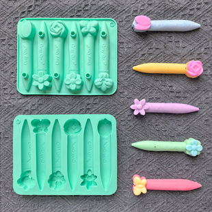 6-Link Butterfly Flower Crayon Biscuit Silicone Mold Candy Pudding Dessert Mold Cake Baking Utensils 663