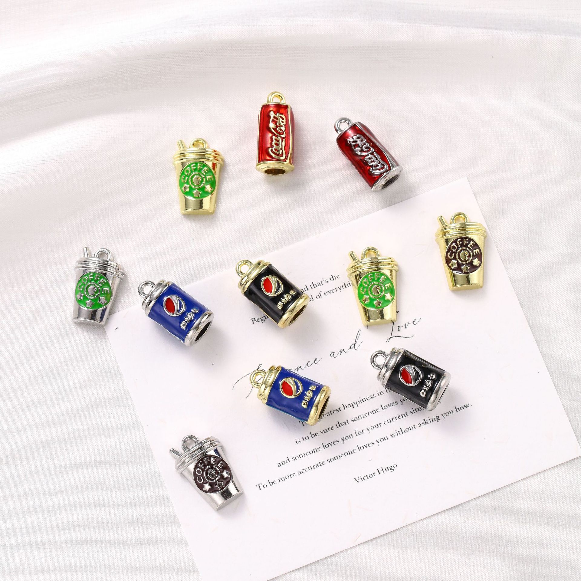 Plated Pepsi soda coffee cup, Coca-Cola, European and American cross-border accessories, DIY necklace