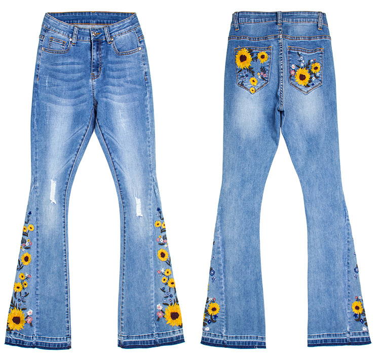 Vêtements pour femmes broderie 3D tridimensionnelle jeans pour femmes pantalons une pièce livraison directe_voghion.com