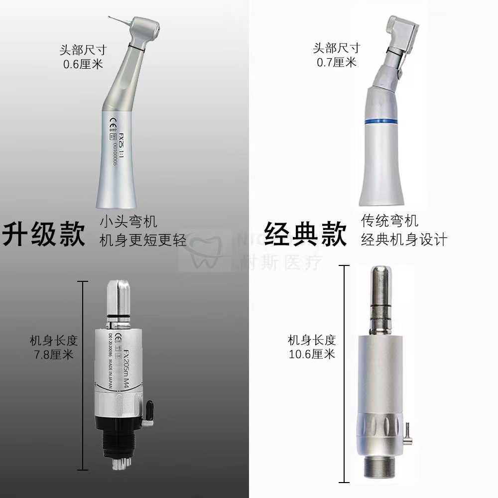 Oral and Dental FX Series Low-Speed Handpiece Outer Water Channel Slow-Speed Low-Speed Handpiece Bending Head Straight Bending Head Press Bending