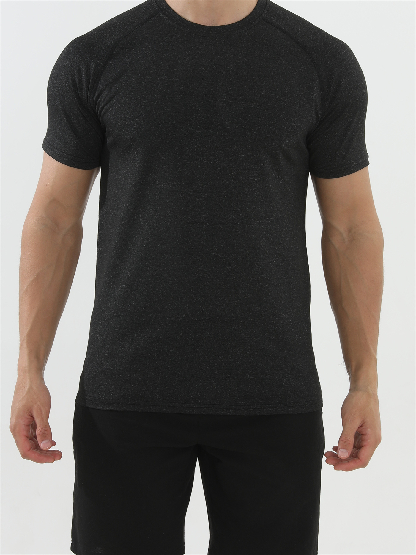 Músculos locos Fitness Fitness en verano camiseta de manga corta masculina de color sólido baloncesto corriendo Fitness entrenamiento americano image 4