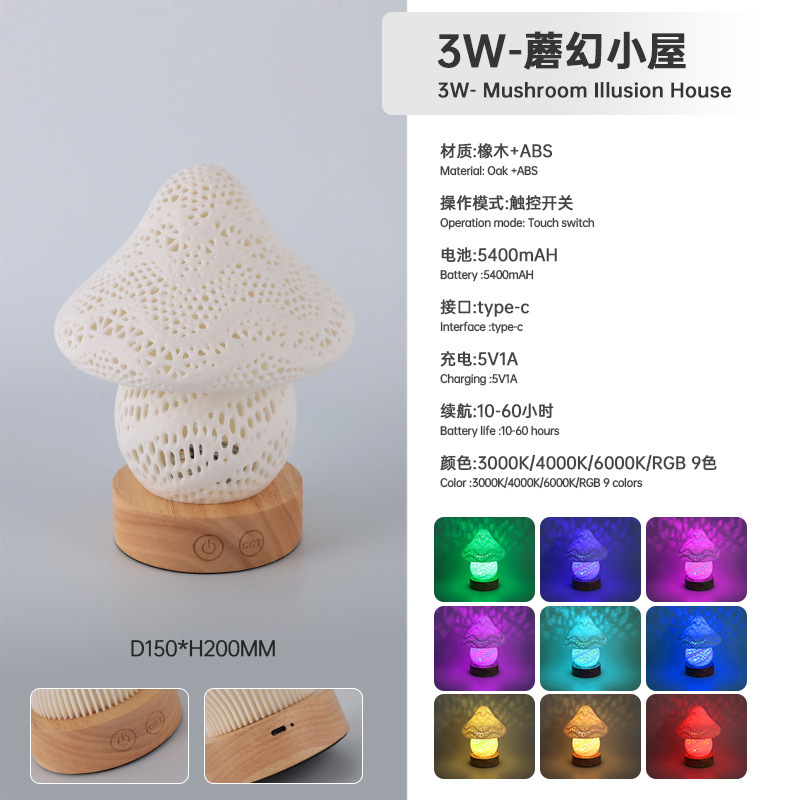 台灯卧室床头灯充电3d打印触摸开关无极调光高级感RGB装饰氛围灯|undefined