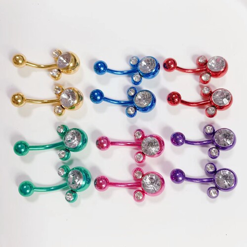 Fashionable new style zircon inlaid navel button European and American sexy threaded navel ring navel nail piercing jewelry