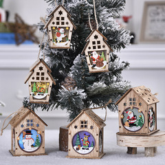 クリスマスプレゼント木製発光小屋クリスマスツリーペンダント子供手作りdiyプレゼントショーウインドー装飾品