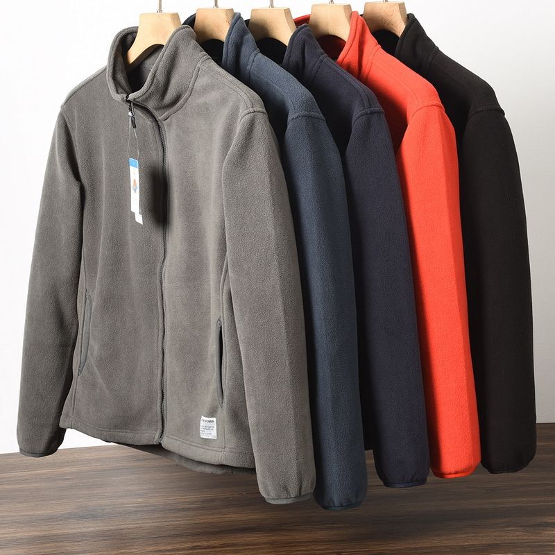 Autumn and Winter Men's Coat Foreign Trade Surplus Fluffy Soft Anti-Static Stand Collar Thick Warm Fleece Jacket