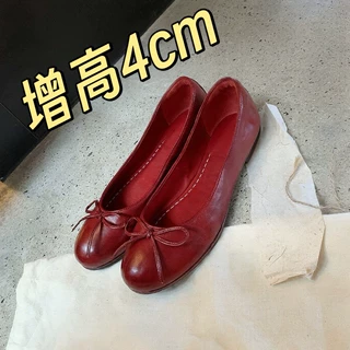 羊皮版~2026年新款油蜡皮感芭蕾鞋蝴蝶结浅口不累脚平底单鞋女