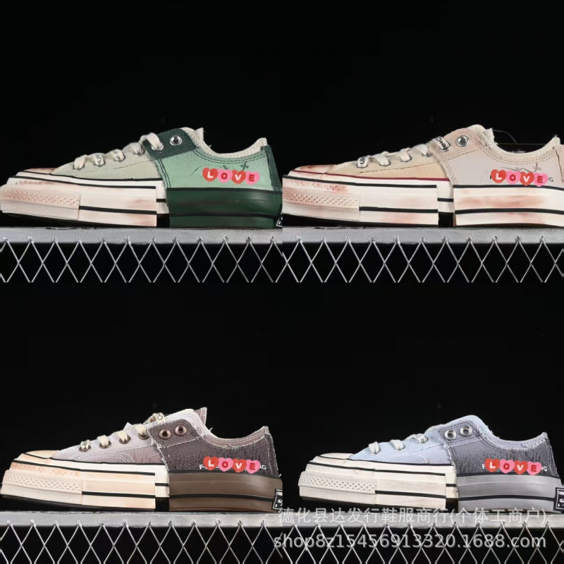 25 Putian Shoes Chuck 70 Low Joint Low-Top Canvas Shoes Gradient Old Thick Sole Heightening Shoes for Men and Women
